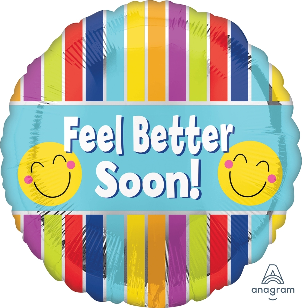 18" Feel Better Soon Stripes balloon