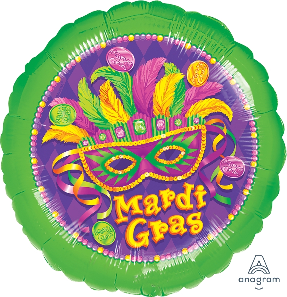 18" Foil - Mardi Gras - Masquerade balloon