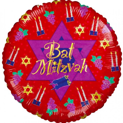 18" Foil - Rel - Bat Mitzvah - Red balloon