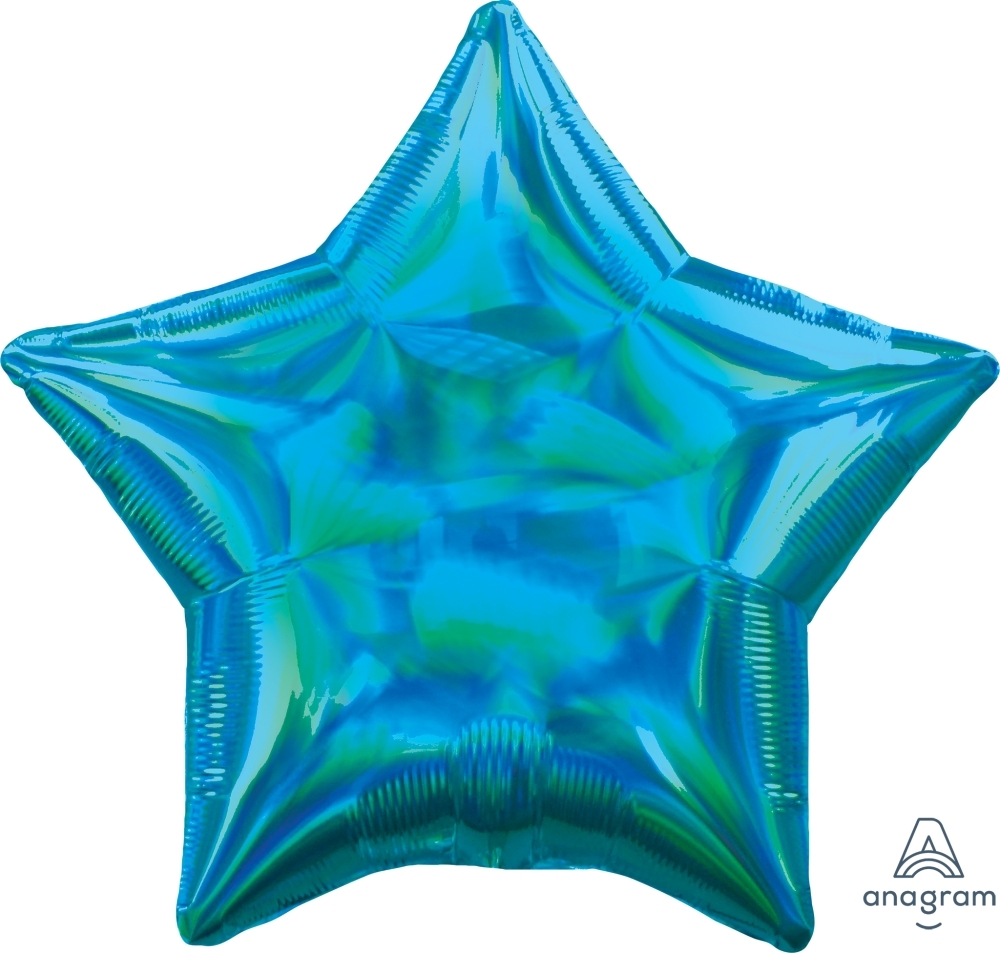 18" Iridescent Cyan Blue Star balloon