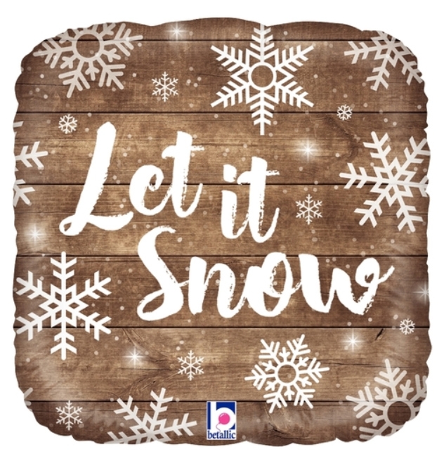 18" Let it Snow -  Snowflakes on wood balloon