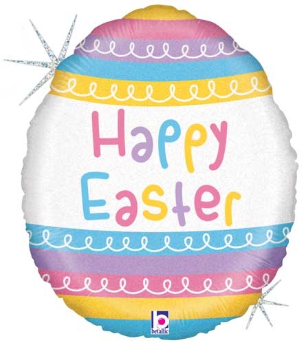 18" Pastel Stripes Easter Egg Balloon