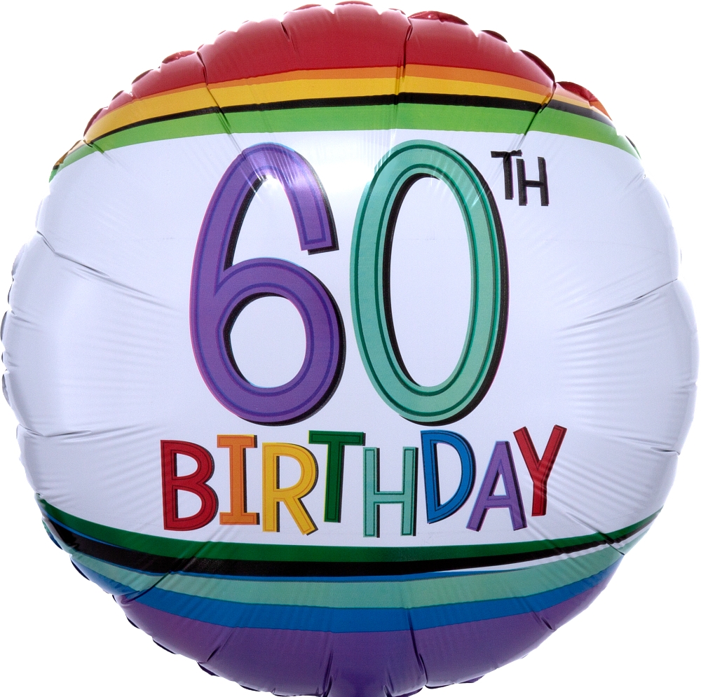 18" Rainbow Birthday 60 Balloon