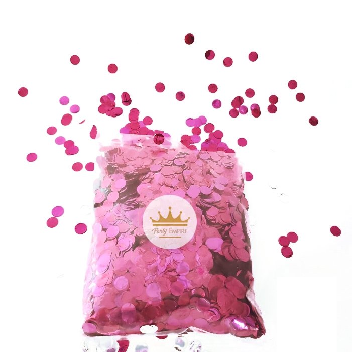 (200gr) 1cm Round Metallic Fuchsia Confetti