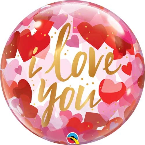 22" Deco Bubble I love you hearts