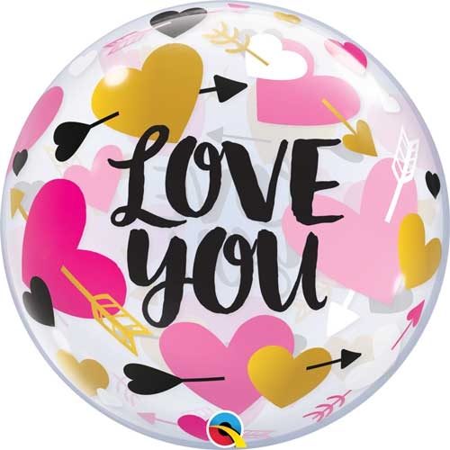 22" Deco Bubble Love You Hearts & Arrows