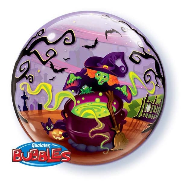 22" Flying Witch's Spooky Brew Bubble Balloons