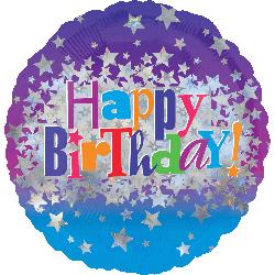 18" Foil - Holographic Birthday Stars balloon