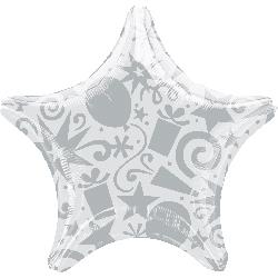 22" Foil Star Festive Silver balloon