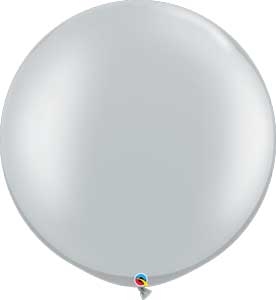 Q (2) 30" Pearl Silver - 36" est balloons