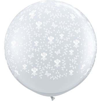 (2) 3ft Flowers Around - Diamond Clear - 36" balloons