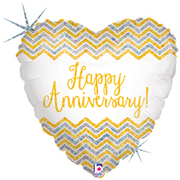 18" Foil - Holographic Chevron Anniversary balloon