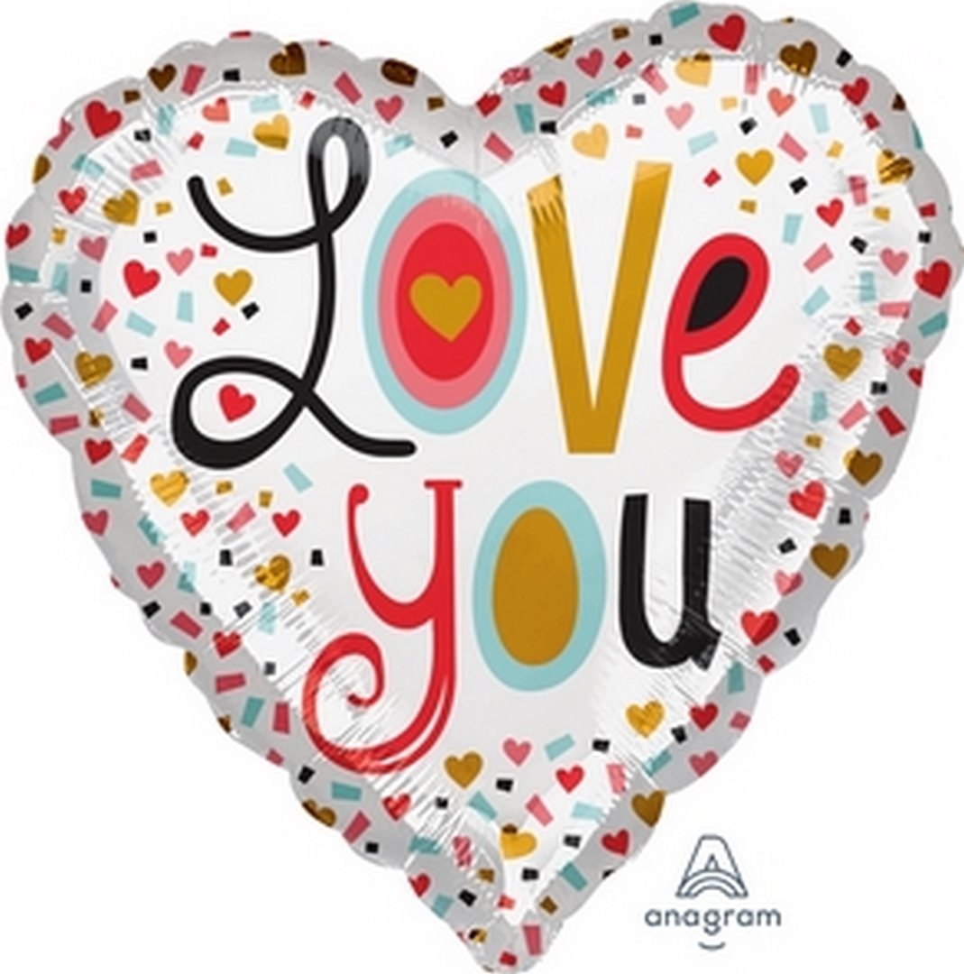 18" Foil - Love You More Confetti balloon