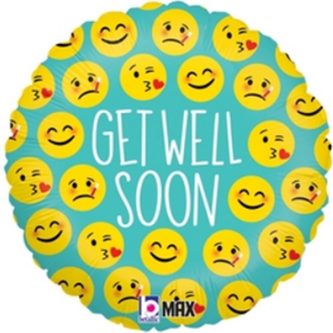 18" Emoji Get Well balloon