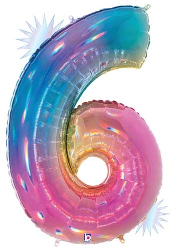 40" Megaloon Opal Rainbow Number 6 balloon