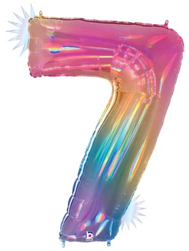 40" Megaloon Opal Rainbow Number 7 balloon