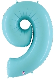 40" Megaloon Pastel Blue Number 9 nine balloon