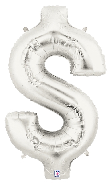 40" Megaloon $ Silver Dollar Sign balloon