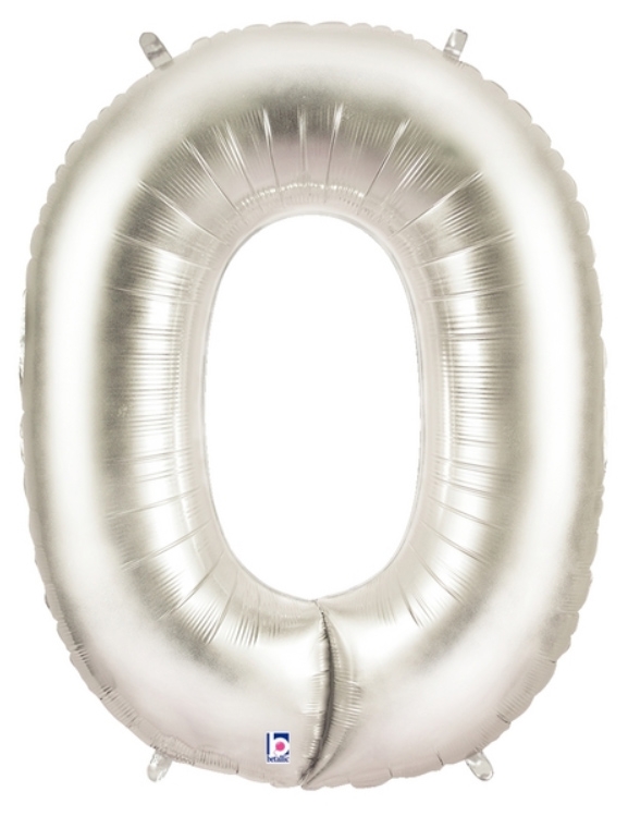 40" Megaloon - Number Zero 0 - Silver balloon 