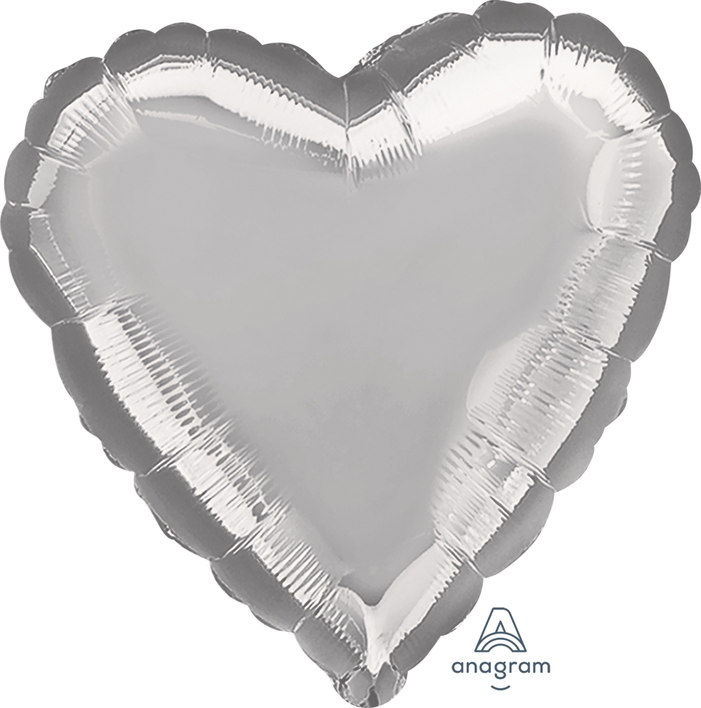 4" Foil Heart - Silver Airfill Heat Seal Required balloon