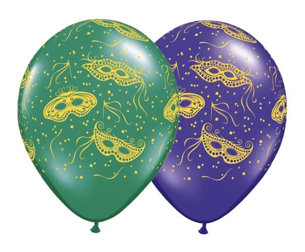 (50) 11" Mardi Gras Masks balloons