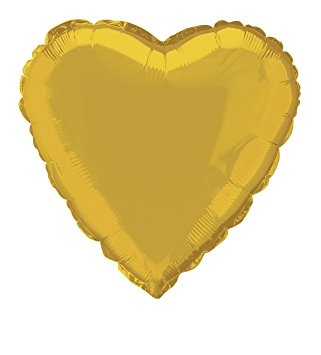 9" Foil Heart - Gold Airfill Heat Seal Required balloon