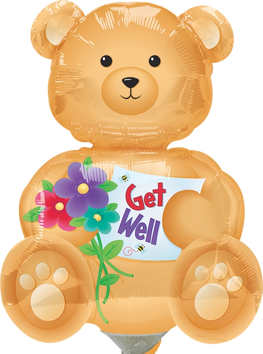 Mini Shape - Get Well Bear balloon