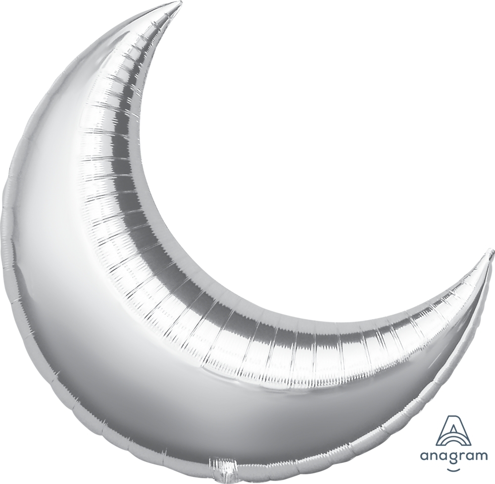 MiniShape - Crescent Moon Silver 17" balloon