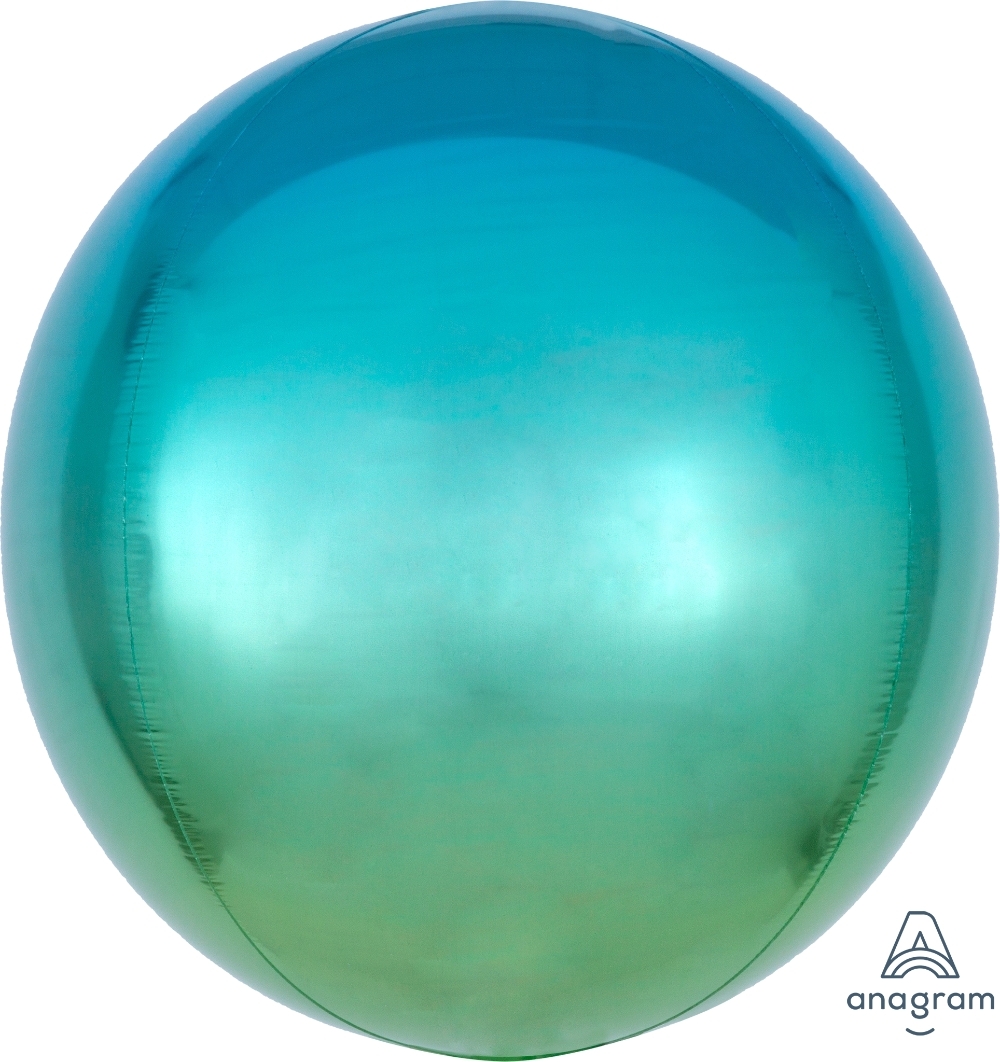 Ombre Orbz Blue & Green balloon