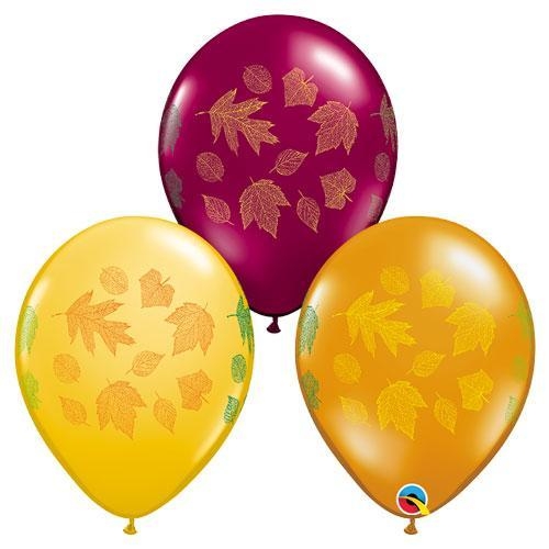 Q (50) 11" Autumn leaves wrap balloons