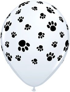 Q (50) 11" Paw Prints balloons