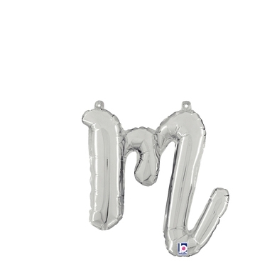 Script Letter M Silver - Self Sealing Air Fill balloon