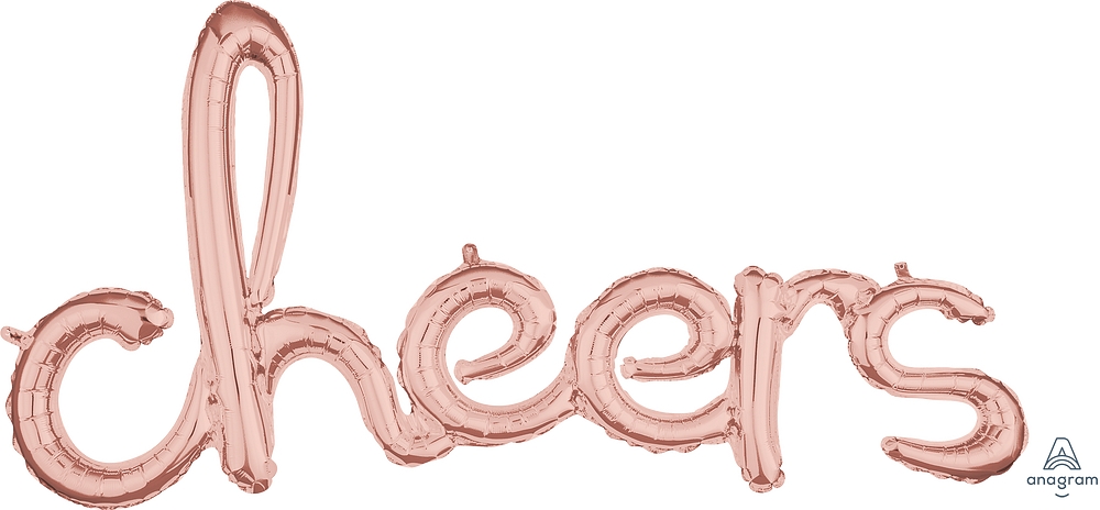 Script Phrase Cheers Rose Gold air-fill Balloon