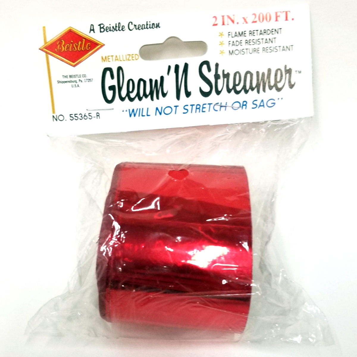 Streamer - Metallic - 2" x 200ft - Red