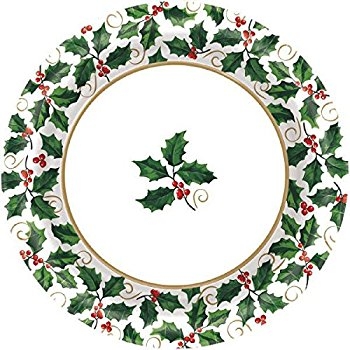 X - (8) 9" Plates Classic Metallic Holly